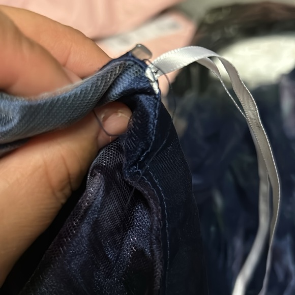 Elaborate Elegance Navy Floral Print Tulle Pleated Midi Dress - Picture 5 of 5